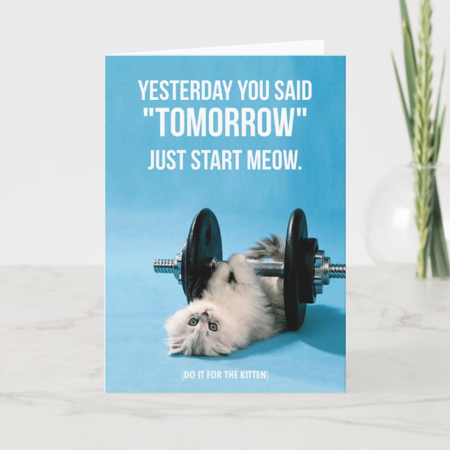 Workout Funny Motivation - Cat - Start Meow Card (Front)