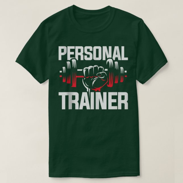Workout Gift Dumbbell Personal Trainer  T-Shirt (Design Front)