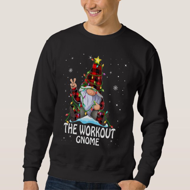 Workout Gnome Buffalo Plaid Matching Christmas Tre Sweatshirt (Front)