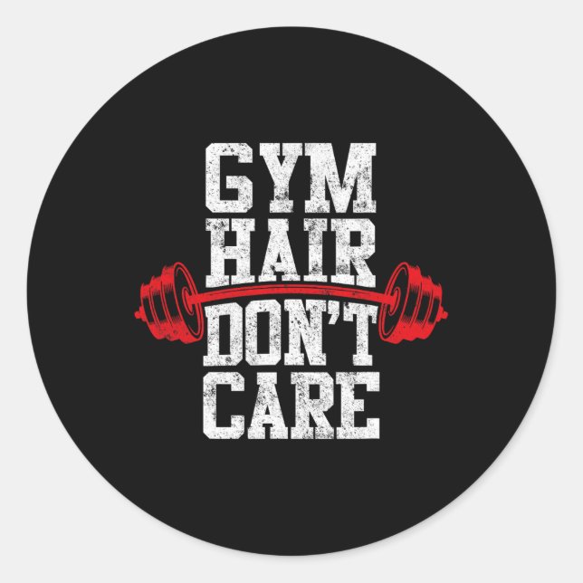 Workout Gym Weight Lifting Bodybuilding Gym Hair D Classic Round Sticker (Front)