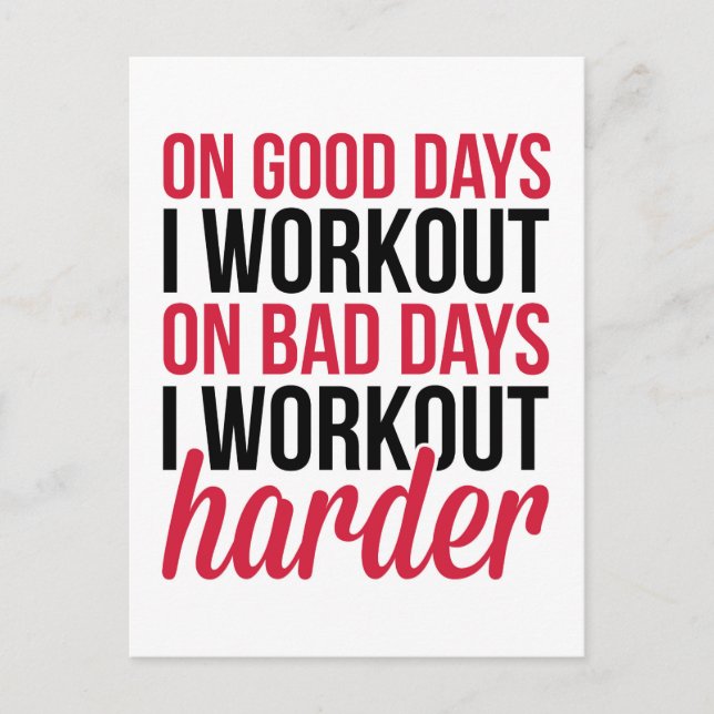 Workout Harder Gym Quote Postcard (Front)