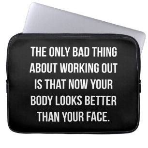Workout Humour - Body vs Face - Funny Novelty Gym Laptop Sleeve