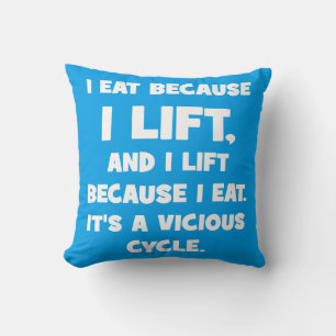 Workout Humour - I eat because I lift Cushion