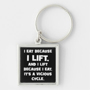 Workout Humour - I eat because I lift Key Ring