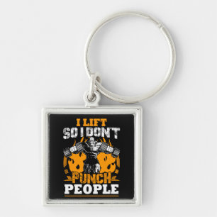 Workout Humour (I Lift So I Don't Punch People) Gy Key Ring