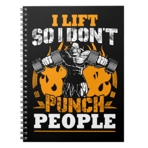 Workout Humour (I Lift So I Don't Punch People) Gy Spiral Notebook