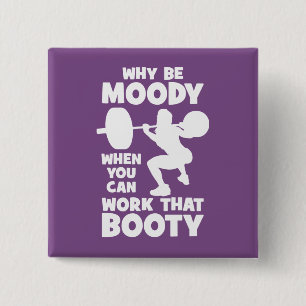 Workout Humour - Work That Booty, Women's Funny Gy 15 Cm Square Badge