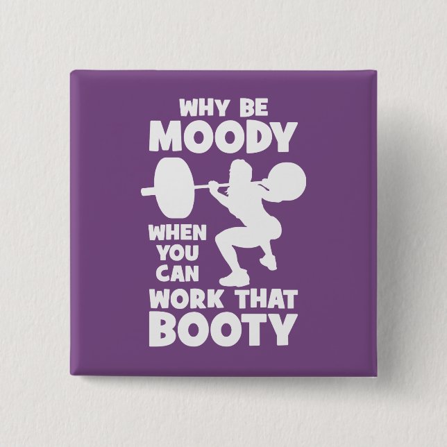 Workout Humour - Work That Booty, Women's Funny Gy 15 Cm Square Badge (Front)