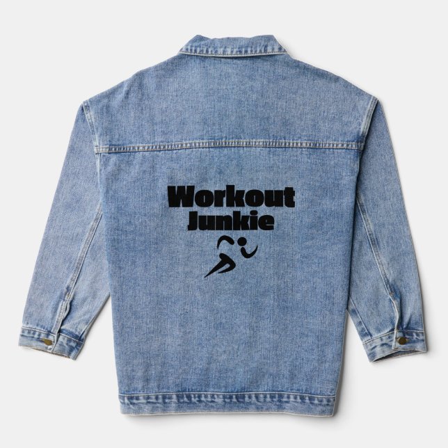 Workout Junkie Men's basic T-shirt Denim Jacket (Back)