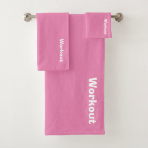 Workout Logo Pink Bath Towel Set