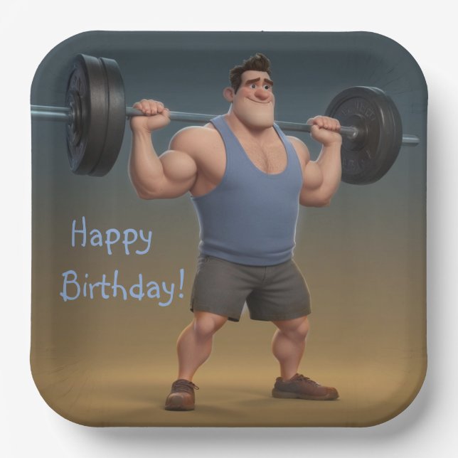 Workout Man Paper Plate (Front)