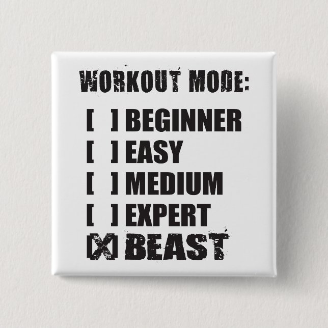 Workout Mode - BEAST 15 Cm Square Badge (Front)