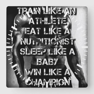 Workout Motivation - Train Like An Athlete Square Wall Clock