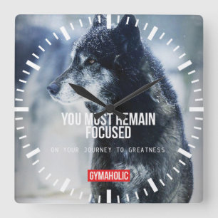 Workout Motivational Square Wall Clock