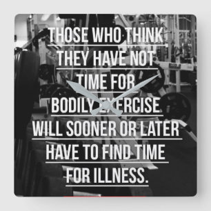 Workout Motivational Square Wall Clock