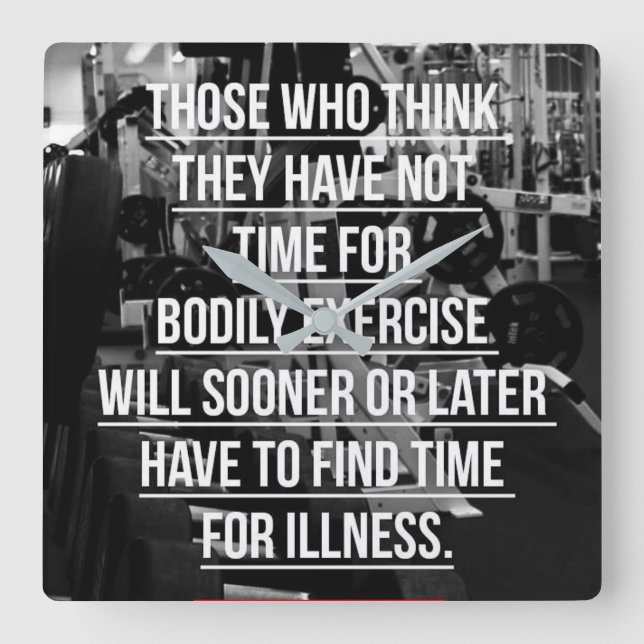 Workout Motivational Square Wall Clock (Front)