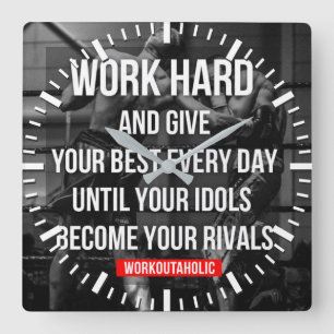 Workout Motivational Square Wall Clock
