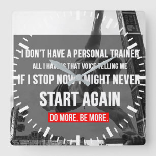 Workout Motivational Square Wall Clock