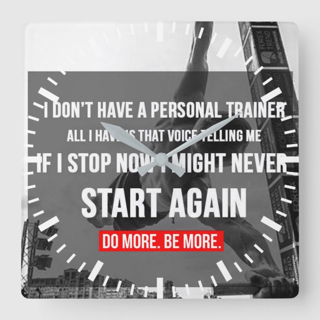 Workout Motivational Square Wall Clock (Front)