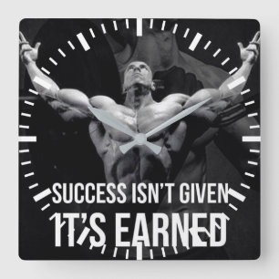 Workout Motivational Square Wall Clock