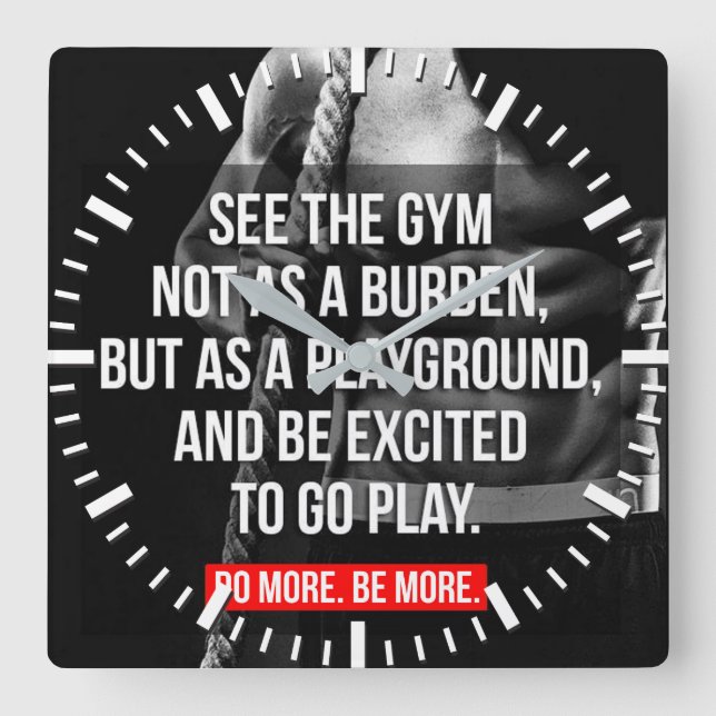 Workout Motivational Square Wall Clock (Front)