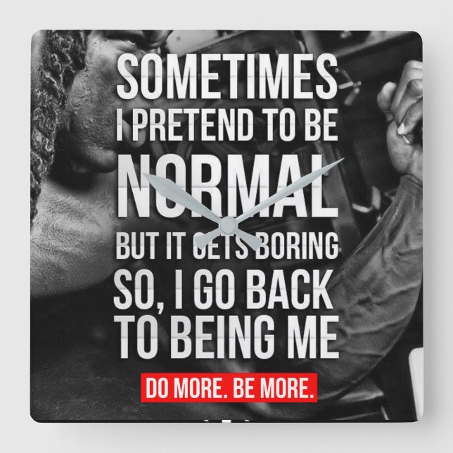 Workout Motivational Square Wall Clock (Front)