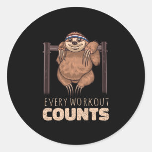 Workout Sloth Classic Round Sticker