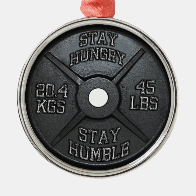 Workout - Stay Hungry, Stay Humble - Barbell Plate Metal Tree Decoration (Front)