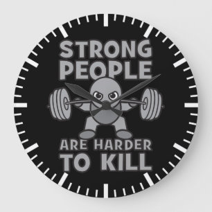 Workout - Strong People Are Harder To Kill, Kawaii Large Clock