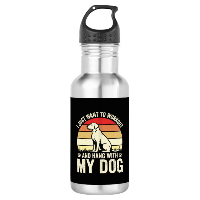 Workout With My Dog Retro Sunset 532 Ml Water Bottle (Front)