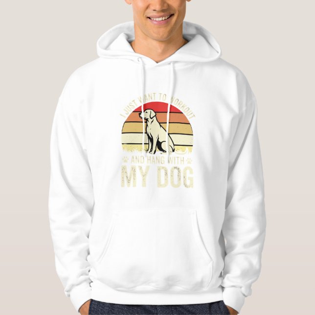 Workout With My Dog Retro Sunset Hoodie (Front)