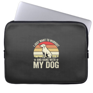 Workout With My Dog Retro Sunset Laptop Sleeve