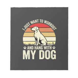 Workout With My Dog Retro Sunset Notepad