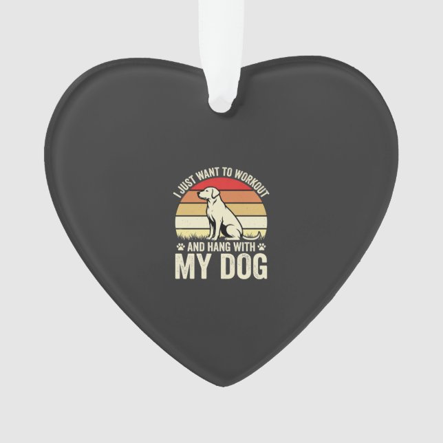 Workout With My Dog Retro Sunset Ornament (Front)
