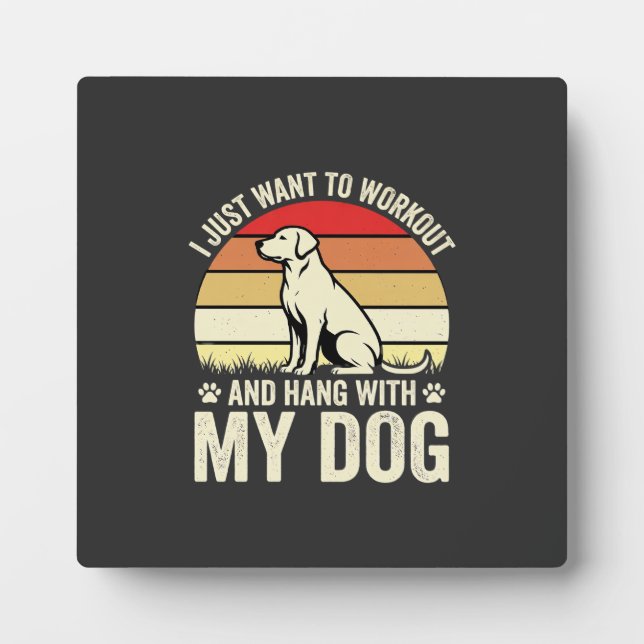 Workout With My Dog Retro Sunset Plaque (Front)