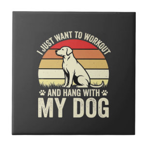 Workout With My Dog Retro Sunset Tile