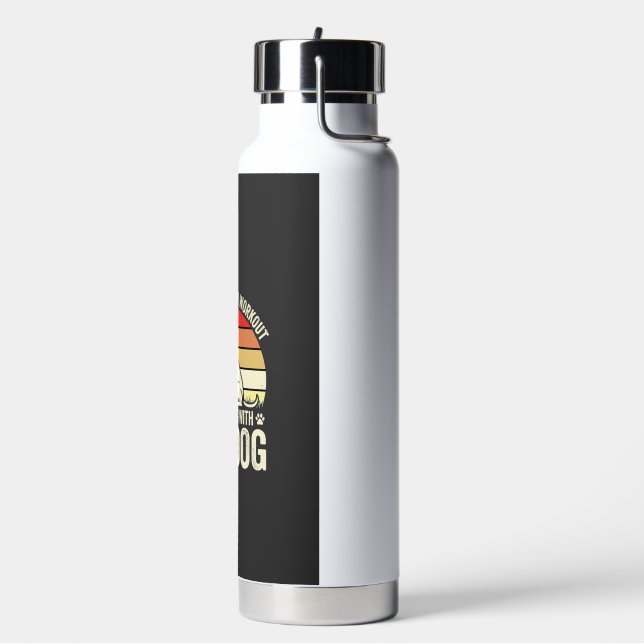 Workout With My Dog Retro Sunset Water Bottle (Left)