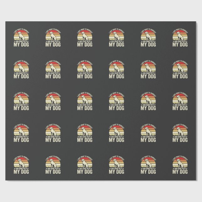 Workout With My Dog Retro Sunset Wrapping Paper (Flat)