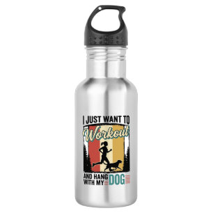 Workout With My Dog Vintage Running Shirt Design_1 532 Ml Water Bottle