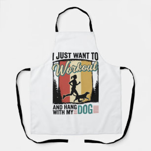 Workout With My Dog Vintage Running Shirt Design_1 Apron