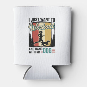 Workout With My Dog Vintage Running Shirt Design_1 Can Cooler