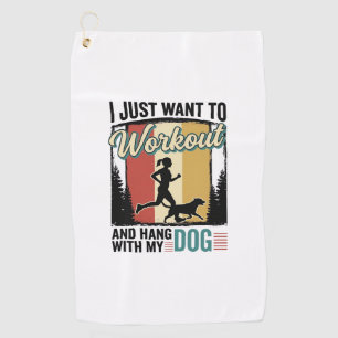 Workout With My Dog Vintage Running Shirt Design_1 Golf Towel