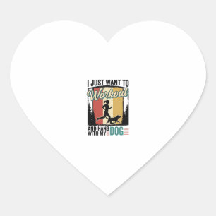 Workout With My Dog Vintage Running Shirt Design_1 Heart Sticker