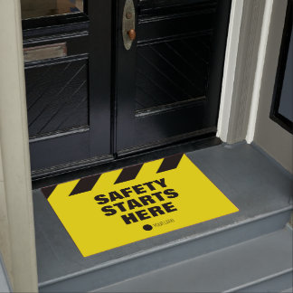 Workplace Safety Starts Here Yellow & Black Tape Doormat