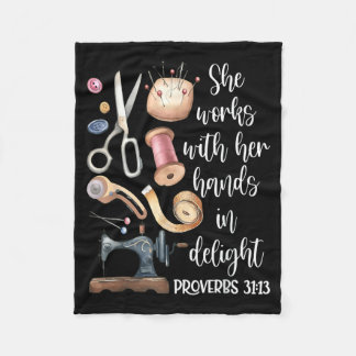 Works with Hands in Delight Sewing Christian Art Fleece Blanket