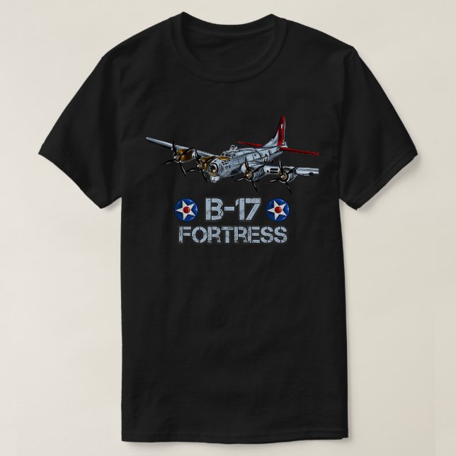 World2 American Aircraft B 17 Flying Fortress Bomb T-Shirt (Design Front)