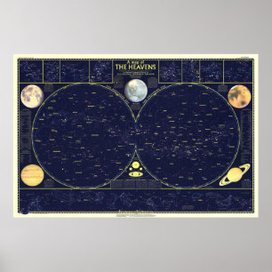 " World: 1957 The Heavens map 1/2 ... Poster
