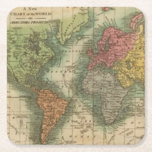 World 4 square paper coaster