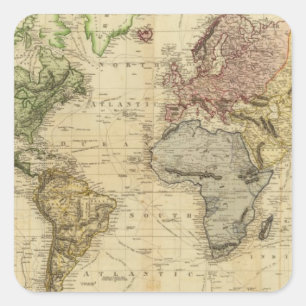 World 5 square sticker