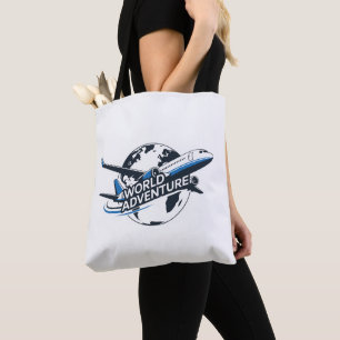 World Adventure Airplane Globe Travel Tote Bag